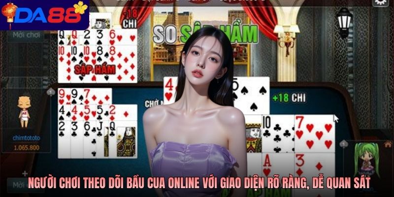 Người chơi theo dõi bầu cua online với giao diện rõ ràng, dễ quan sát